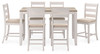 Skempton - Counter Height Dining Table and Bar Stools (Set of 7) - White / Light Brown