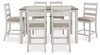 Skempton - Counter Height Dining Table and Bar Stools (Set of 7) - White / Light Brown