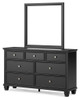 Lanolee - Dresser And Mirror - Black