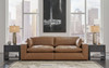 Emilia - Caramel - 3 Pc. - 2-Piece Sectional Loveseat, Ottoman