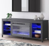 VONDALE Black TV Stand with Fireplace & LED's