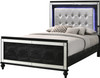 STRADA Black Alligator Texture & Mirror Bed with LED's