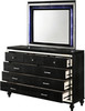 STRADA Black Alligator Texture 67" Wide Dresser & Mirror with LED's