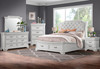 MARVAL Vintage White Upholstered Sleigh Bed with Drawers