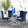 KAROLINA Mirror Diamond 5 Piece Dining Set with DARLA Dark Blue Chairs