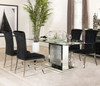 ALEKSY Mirror Diamond LED 5 Piece Dining Set with DARLA Black Chairs