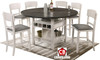 MANNA White & Gray 7 Piece Counter Height Set with Lazy-Susan