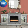 HAGIA Mirrored 67" Wide Fireplace with LED Lights