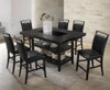 VEILAND Black & Espresso 7 Piece Rectangular Counter Height Set with Faux Crocodile Leather 