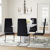 LEXANI Glossy White 5 Piece Dining Set with Black Chairs