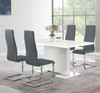 LEXANI Glossy White 5 Piece Dining Set with Gray Chairs