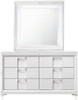 LEACREST White 54" Wide YOUTH Dresser & Mirror with LED's