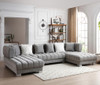 STARWIND Gray Velvet 141" Wide Double Chaise Sectional