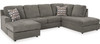 SONDRA Gray 125" Wide Double Chaise Sectional