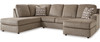 SONDRA Brown 125" Wide Double Chaise Sectional