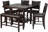 MURSIA Brown 6 Piece Counter Height Set with Lazy Susan