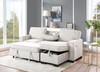 FABIEN Beige 87" Wide Reversible Sectional with Pull-Out Sleeper & Storage (RTA)