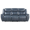 Sloane - Upholstered Motion Reclining Sofa With Drop Down Table - Blue