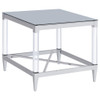 Lindley - Square End Table With Acrylic Legs And Tempered Mirror Top - Chrome