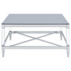 Lindley - Square Coffee Table With Acrylic Legs And Tempered Mirror Top - Chrome