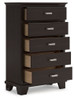 Covetown - Five Drawer Chest - Dark Brown