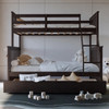 BRETT Dark Brown Twin over Full Bunk Bed with Trundle/Sorage