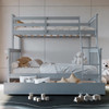 BRETT Gray Twin over Full Bunk Bed with Trundle/Sorage