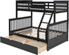 BRETT Black Twin over Full Bunk Bed with Trundle/Sorage