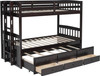 RASCAL Dark Brown Twin over Twin Bunk Bed with Trundle & Drawers