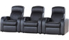 MAXX Black Leather 3 Piece Reclining Theater Seats