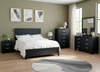 BASTINA Black Complete Bedroom Set (Bed, Nightstand, Dresser, Mirror, and Chest)