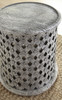 Samir - Round Tribal Carved Wood End Table - White