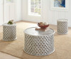 Samir - Round Tribal Carved Wood End Table - White