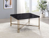 Daxton - Faux Marble Top Square Cocktail Table - Black