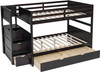 CORTNEY Dark Brown Full over Full Bunk Bed with Trundle/Sorage