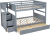 CORTNEY Gray Full over Full Bunk Bed with Trundle/Sorage