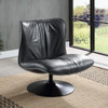 Piotr - Accent Chair With Swivel - Black Top Grain Leather