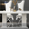 ASTARA Real Marble White & Silver 7 Piece Dining Set