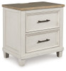 Shaybrock - Two Drawer Night Stand - Antique White / Brown