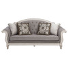 Florian - Sofa With 4 Pillows - Gray Fabric & Antique White