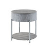 Yukino - End Table - Gray High Gloss & Chrome