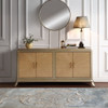 Dodie - Console Cabinet - Natural Oak Sunburst Pattern & Taupe Champaign