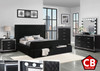 AZELL Black Velvet Storage Bedroom Set