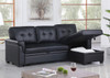 DANIEL Black 84" Faux Leather Sectional with Pull-Out Sleeper & Storage (RTA)