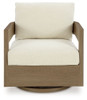Serene Bay - Swivel Glider Chair With Cushion - Dark Brown / White