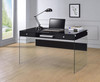 AITZA Black 47'' Wide Glossy White Writing Desk