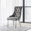 Satinka - Side Chair Set of 2) - Gray Fabric & Mirrored Silver