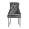 Satinka - Side Chair Set of 2) - Gray Fabric & Mirrored Silver