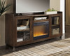 Starmore - 70" TV Stand With Glass/Stone Fireplace Insert - Brown