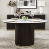Clayten - Round Dining Table With Marble - White Natural Marble Top & Espresso